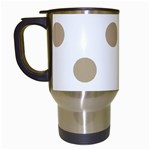 Polka Dots - Khaki Brown on White Travel Mug (White)