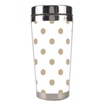 Polka Dots - Khaki Brown on White Stainless Steel Travel Tumbler