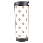 Polka Dots - Khaki Brown on White Travel Tumbler