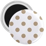 Polka Dots - Khaki Brown on White 3  Magnet