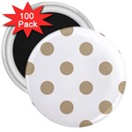 Polka Dots - Khaki Brown on White 3  Magnet (100 pack)
