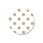 Polka Dots - Khaki Brown on White Magnet 3  (Round)