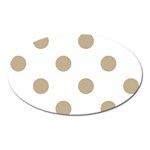 Polka Dots - Khaki Brown on White Magnet (Oval)