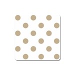 Polka Dots - Khaki Brown on White Magnet (Square)