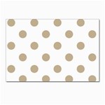 Polka Dots - Khaki Brown on White Postcard 4  x 6 