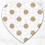 Polka Dots - Khaki Brown on White Jigsaw Puzzle (Heart)