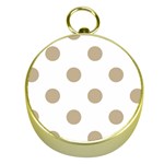 Polka Dots - Khaki Brown on White Gold Compass