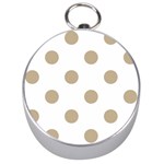 Polka Dots - Khaki Brown on White Silver Compass
