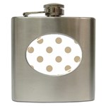 Polka Dots - Khaki Brown on White Hip Flask (6 oz)