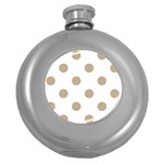 Polka Dots - Khaki Brown on White Hip Flask (5 oz)