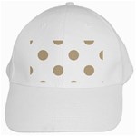 Polka Dots - Khaki Brown on White White Cap