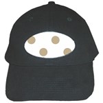 Polka Dots - Khaki Brown on White Black Cap