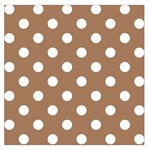 Polka Dots - White on French Beige Large Satin Scarf (Square)