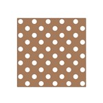 Polka Dots - White on French Beige Satin Bandana Scarf