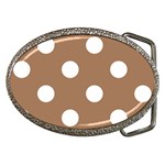 Polka Dots - White on French Beige Belt Buckle
