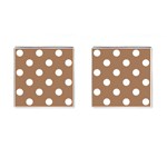 Polka Dots - White on French Beige Cufflinks (Square)