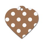 Polka Dots - White on French Beige Dog Tag Heart (Two Sides)