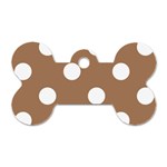 Polka Dots - White on French Beige Dog Tag Bone (One Side)