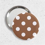 Polka Dots - White on French Beige 2.25  Handbag Mirror