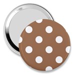 Polka Dots - White on French Beige 3  Handbag Mirror