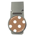 Polka Dots - White on French Beige Money Clip (Round)