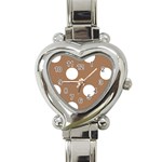Polka Dots - White on French Beige Heart Italian Charm Watch