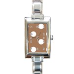 Polka Dots - White on French Beige Rectangle Italian Charm Watch