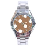 Polka Dots - White on French Beige Stainless Steel Analogue Watch