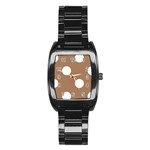 Polka Dots - White on French Beige Stainless Steel Barrel Watch
