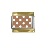 Polka Dots - White on French Beige Gold Trim Italian Charm (9mm)