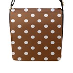 Polka Dots - White on French Beige Flap Closure Messenger Bag (L)