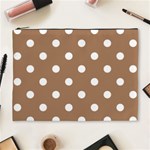 Polka Dots - White on French Beige Cosmetic Bag (XL)
