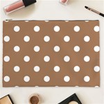 Polka Dots - White on French Beige Cosmetic Bag (XXL)