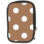 Polka Dots - White on French Beige Compact Camera Leather Case