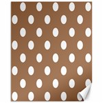 Polka Dots - White on French Beige Canvas 11  x 14 