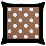Polka Dots - White on French Beige Throw Pillow Case (Black)