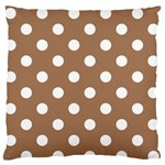 Polka Dots - White on French Beige Standard Flano Cushion Case (One Side)