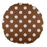 Polka Dots - White on French Beige Large 18  Premium Round Cushion