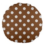 Polka Dots - White on French Beige Large 18  Premium Flano Round Cushion