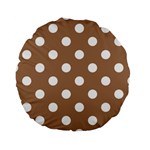 Polka Dots - White on French Beige Standard 15  Premium Round Cushion