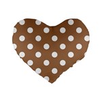 Polka Dots - White on French Beige Standard 16  Premium Heart Shape Cushion