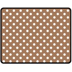 Polka Dots - White on French Beige Fleece Blanket (Medium) (One Side)