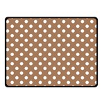 Polka Dots - White on French Beige Fleece Blanket (Small) (One Side)