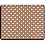 Polka Dots - White on French Beige Double Sided Fleece Blanket (Medium) (Two Sides)