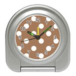 Polka Dots - White on French Beige Desk Alarm Clock