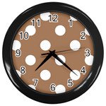 Polka Dots - White on French Beige Wall Clock (Black)