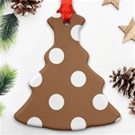 Polka Dots - White on French Beige Christmas Tree Ornament (Two Sides)