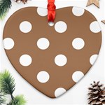 Polka Dots - White on French Beige Ornament (Heart)
