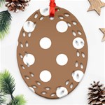 Polka Dots - White on French Beige Ornament (Bell) Ornament (Oval Filigree)