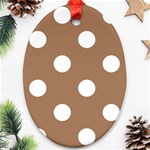 Polka Dots - White on French Beige Oval Ornament (Two Sides)